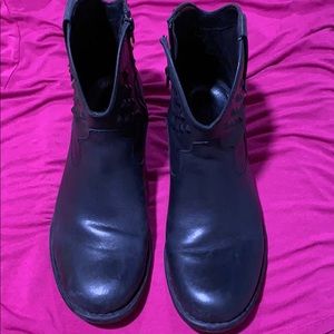 Black leather ankle boots